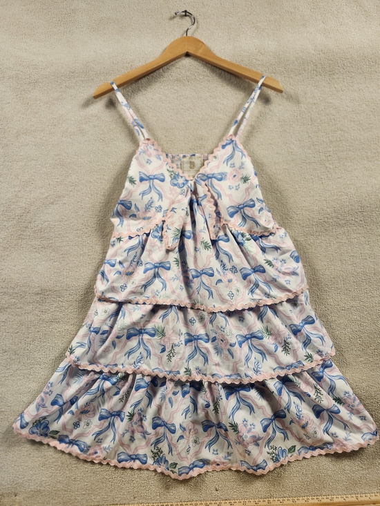 Simply Southern Dresses & Skirts - Simply Southern Sz. M Blue Flowy Midi Dress Lined Tiered "Ribbons & Bows"